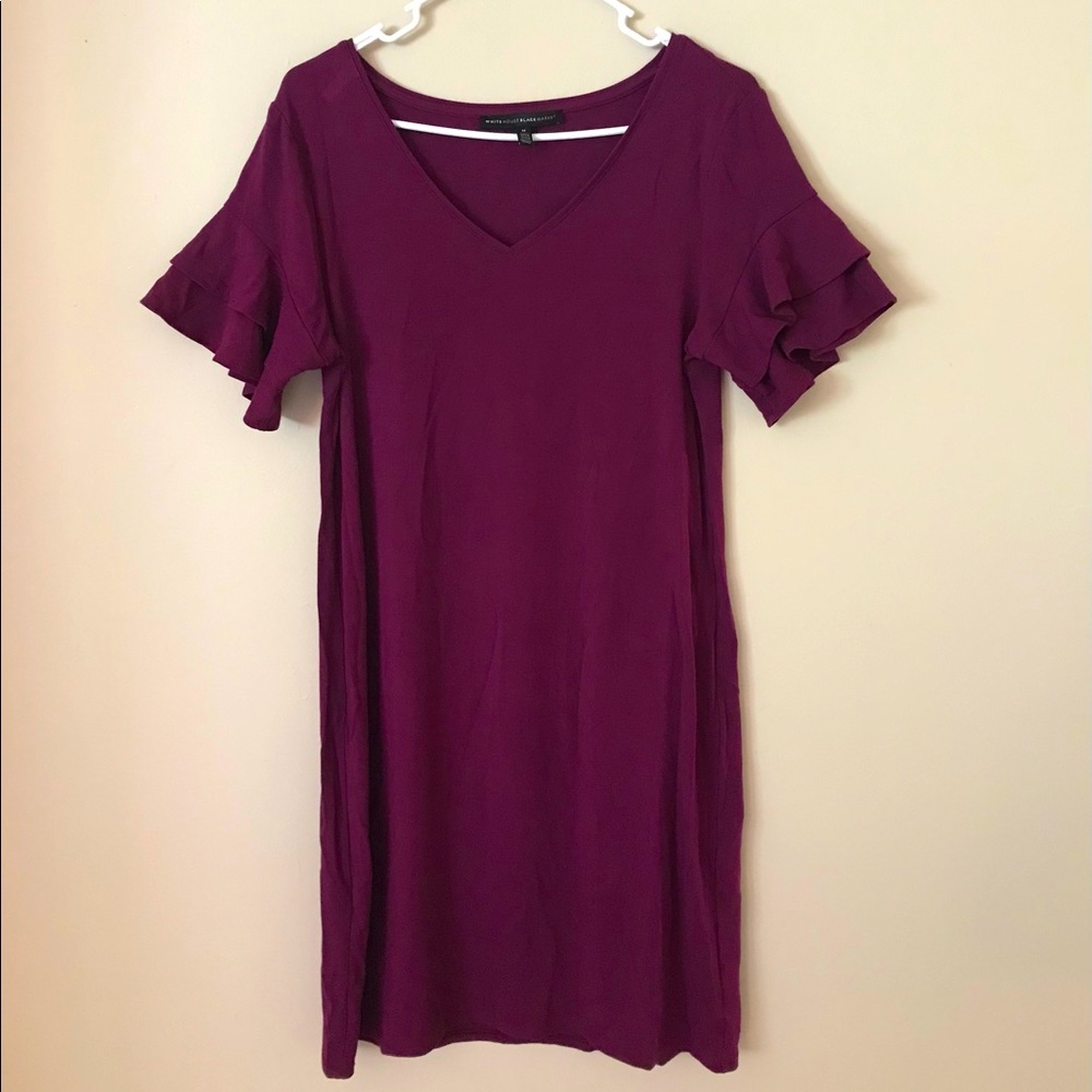 WHBM ruffled shoulder t-shirt dress